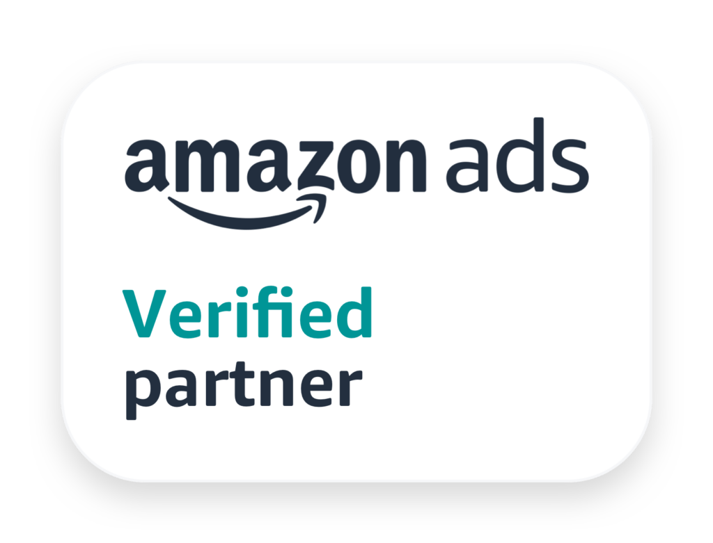 Logo von Amazon Ads Verified Partner, die zeigt dass unsere Amazon Agenturen verifizierter Partner von Amazon ist.