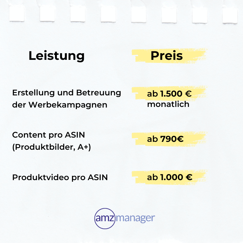 Amazon Agentur Preise Beispielrechnung